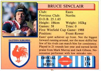 1993 Regina #116 Bruce Sinclair Back